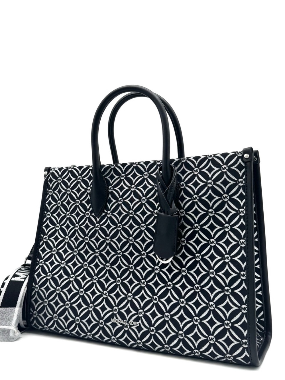 Michael Kors Medium Mirella Tote Bag Black/Silver